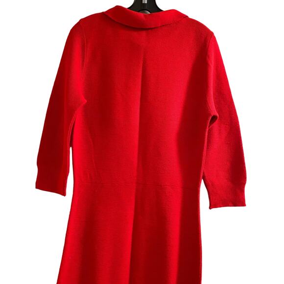Jonathan Logan Red Knit Vintage Dress Mockneck A-Line Christmas FLAWED - Picture 7 of 8